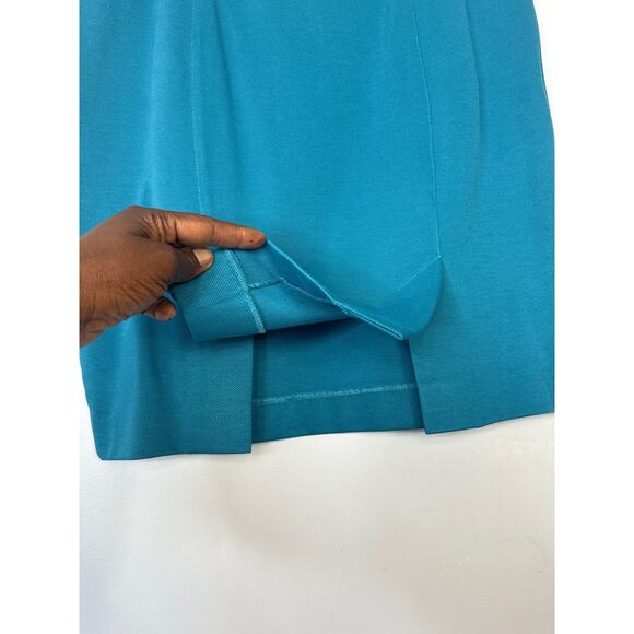 Cabi Women's A-Line Mini Skirt Slit Pockets Career Turquoise Blue Size 10 - Picture 3 of 8